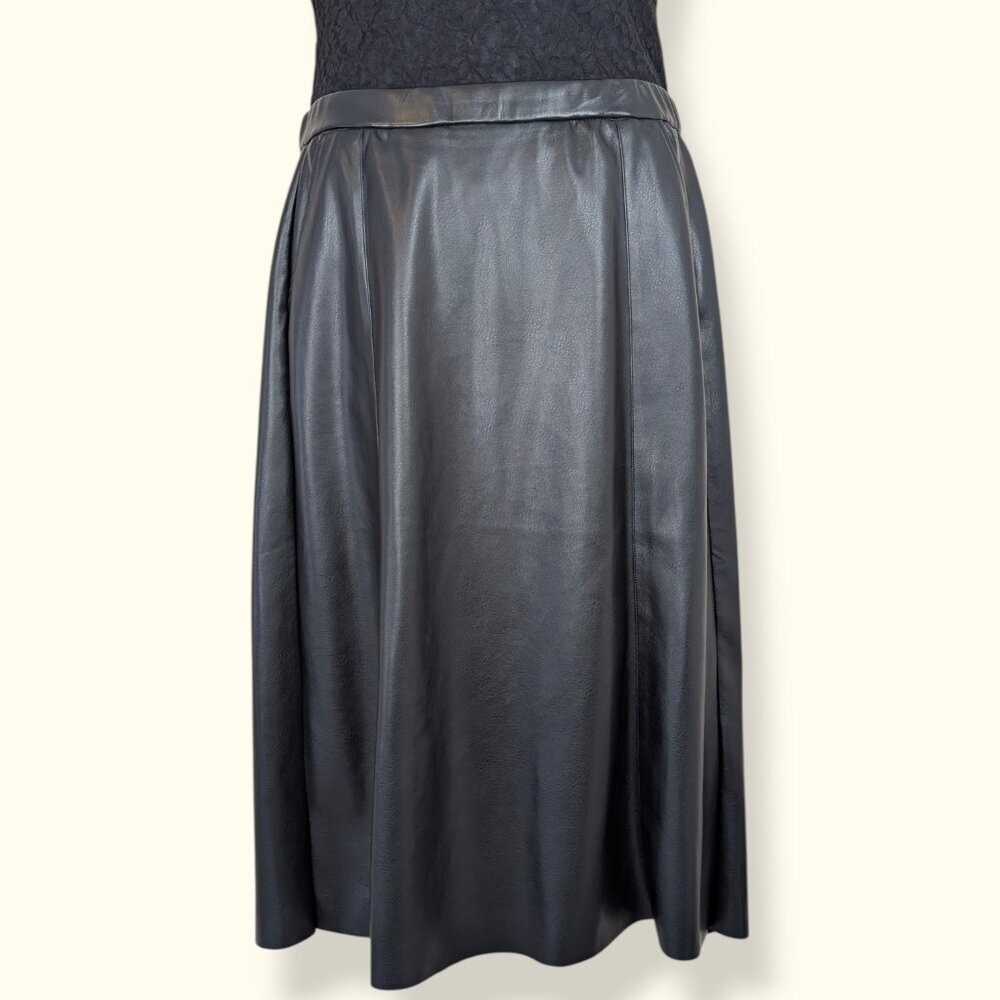 Cream "Ariana" A-Line Faux Leather Skirt